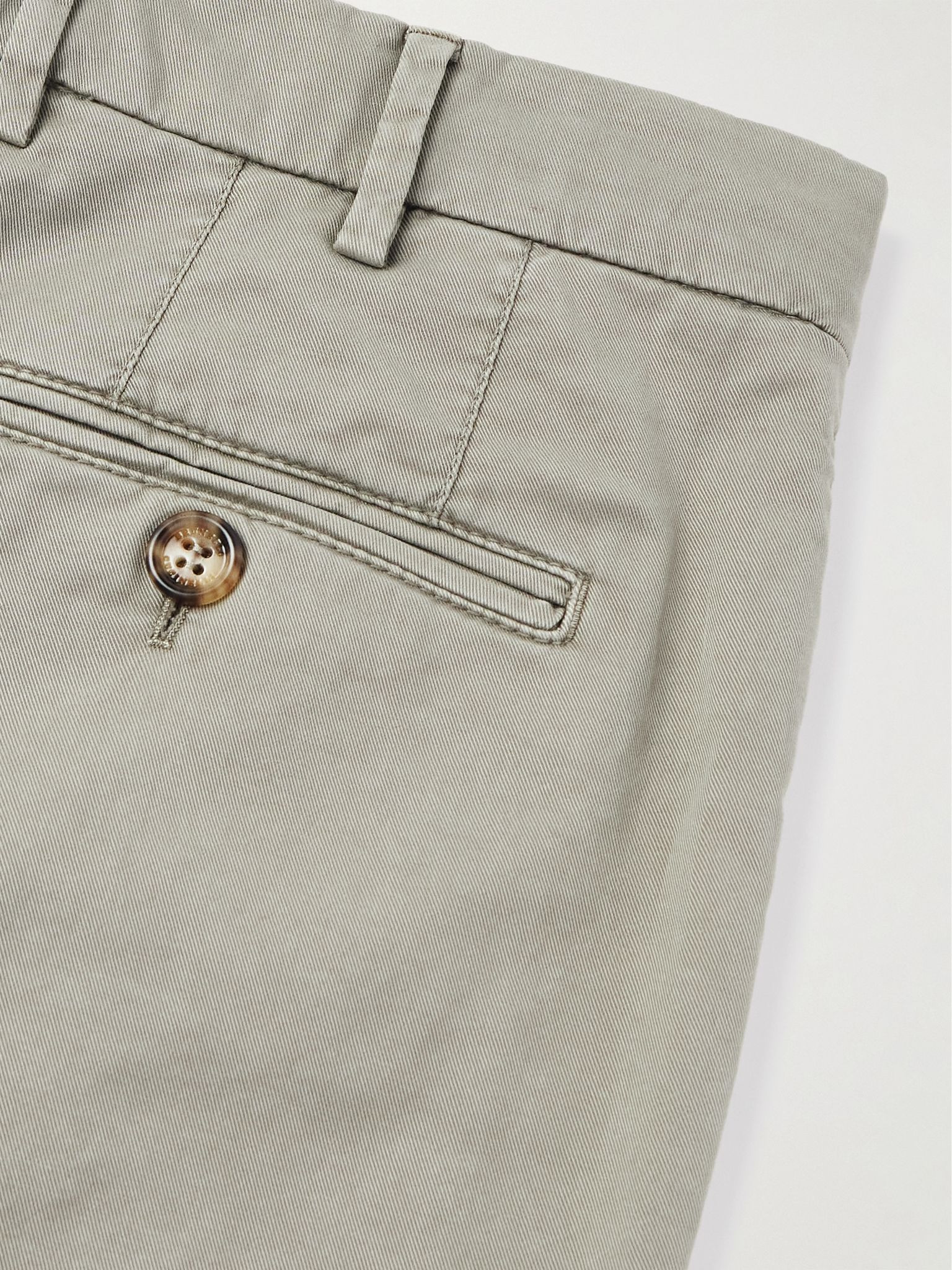Tapered Cotton-Blend Twill Trousers Gray - 5
