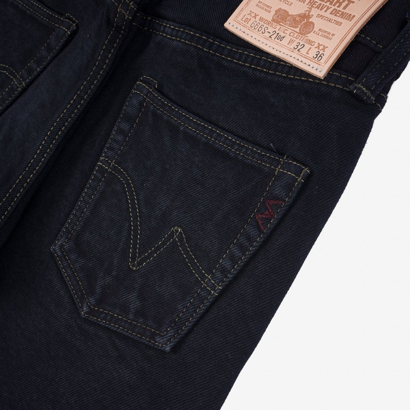 Iron Heart IH-666s-21OD 21oz Selvedge Denim Slim Straight Indigo Overdyed Black outlook