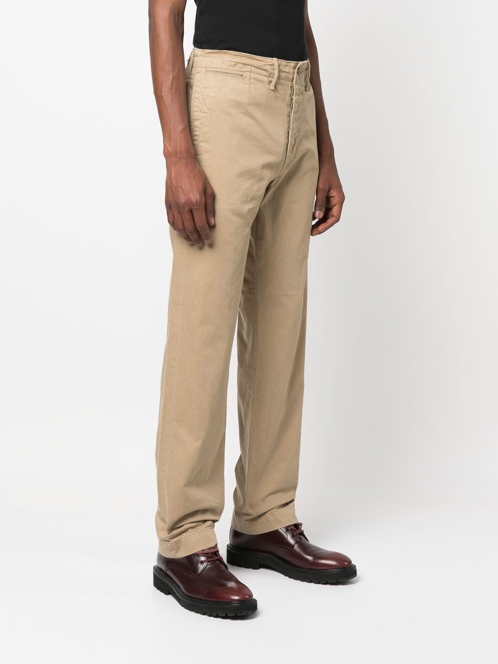 twill straight-leg trousers - 3