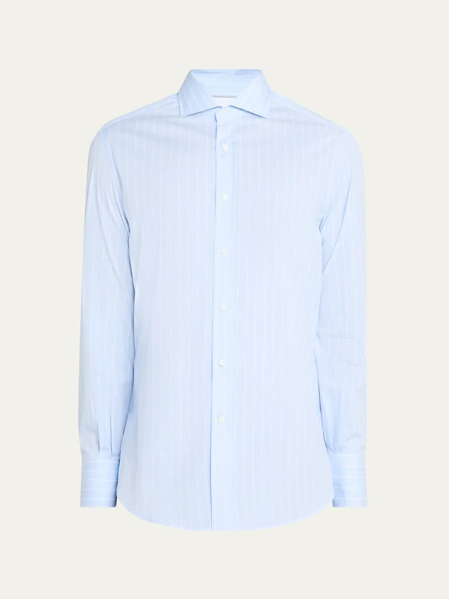Men's Pinstripe Cotton Button-Down Shirt - 1