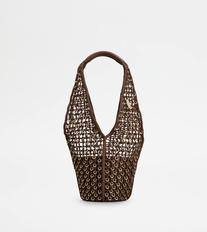 TOD'S DI BAG FOLIO SHOULDER BAG IN LEATHER SMALL - BROWN 1