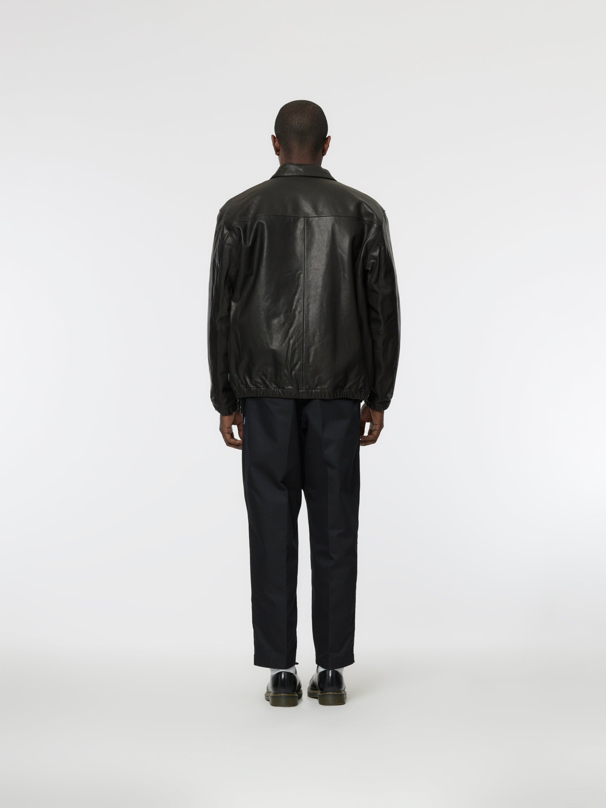 NEIGHBORHOOD LEATHER ZIP WORK JACKET (BLACK