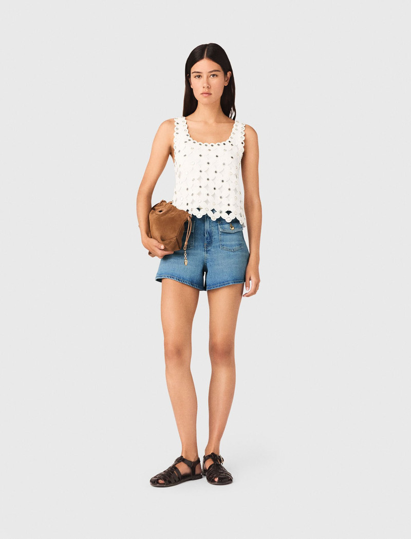 maje Mirrored crochet top outlook