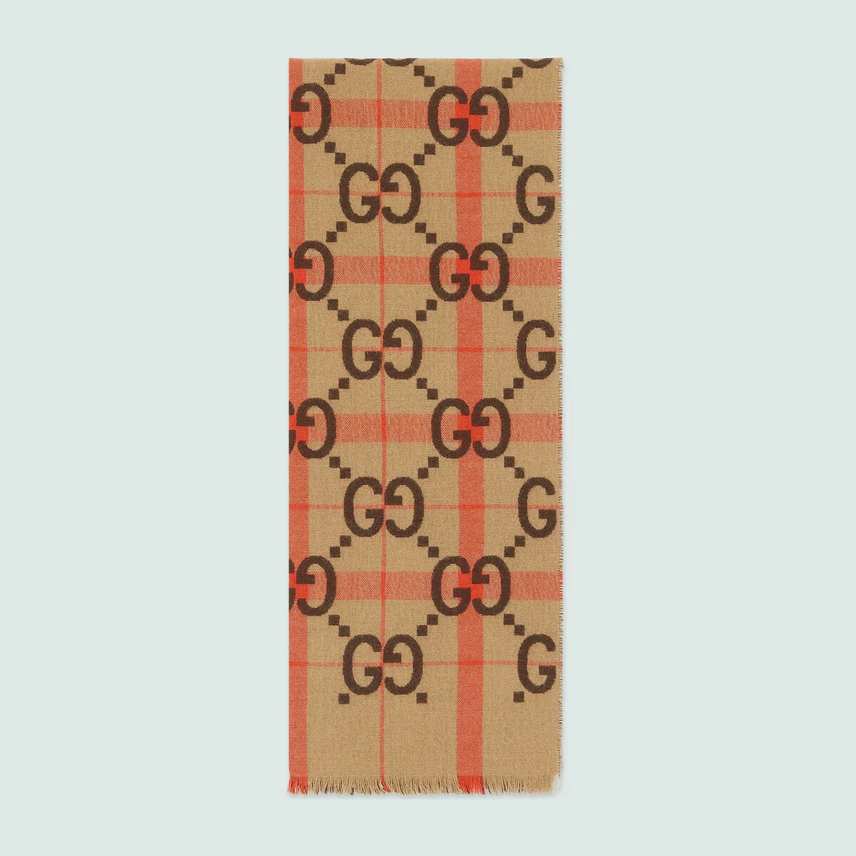 GG jacquard wool scarf - 1