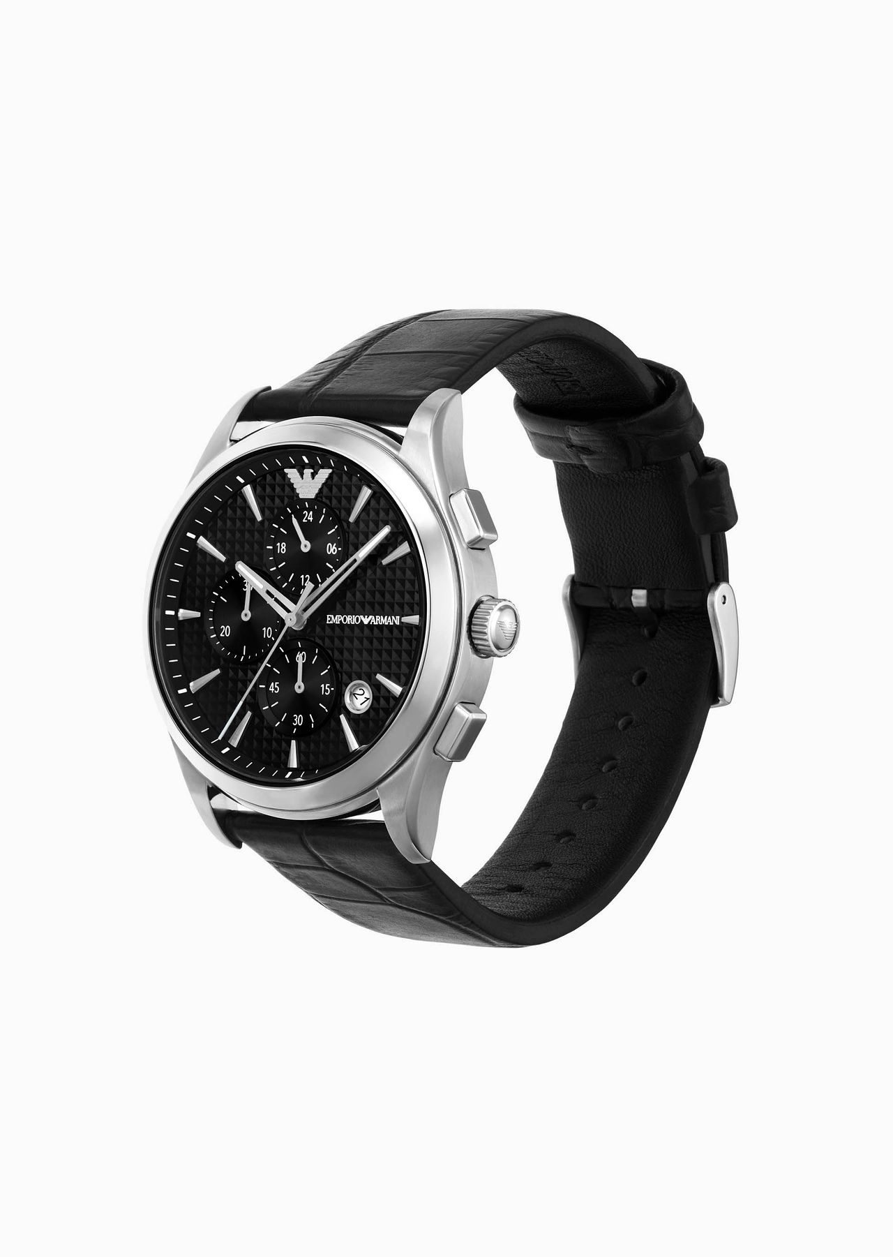 Chronograph Black Leather Watch - 2