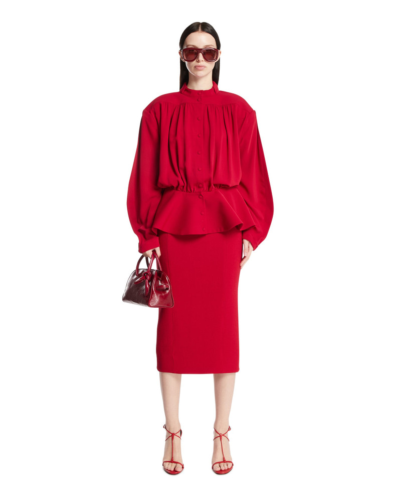 MUGLER Red Re/edit Peplum Top outlook
