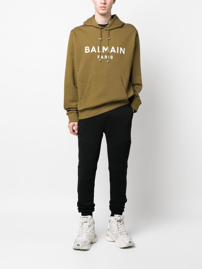 Balmain logo-print drawstring hoodie outlook