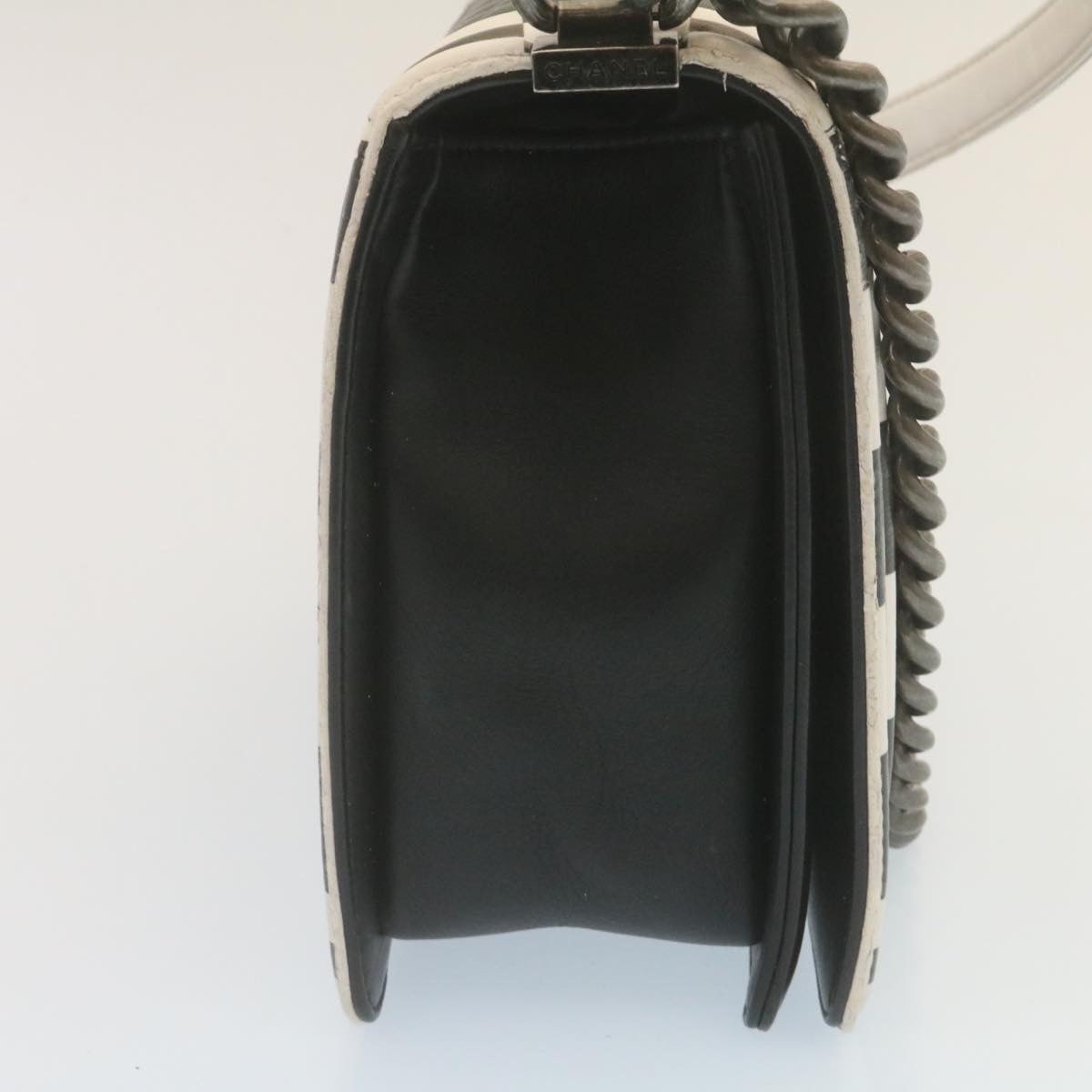 CHANEL Matelasse Boy CHANEL Chain Shoulder Bag Lamb Skin Black CC - 3