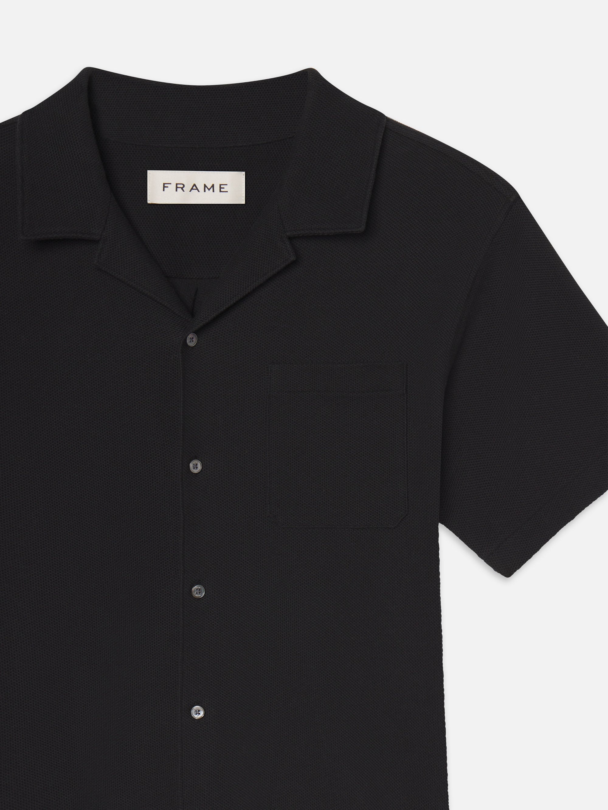 Jacquard Short Sleeve Relaxed Shirt in Black - 3