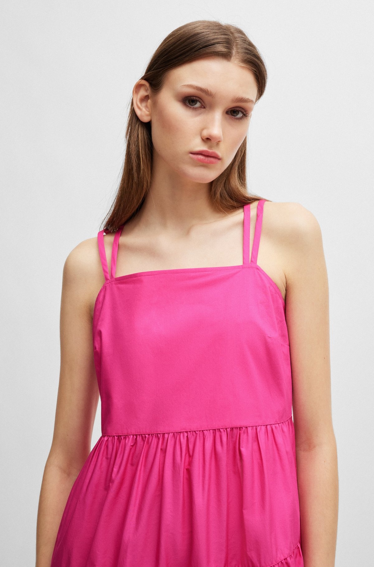 MAXI DRESS IN COTTON POPLIN WITH CROSSOVER STRAPS - 5