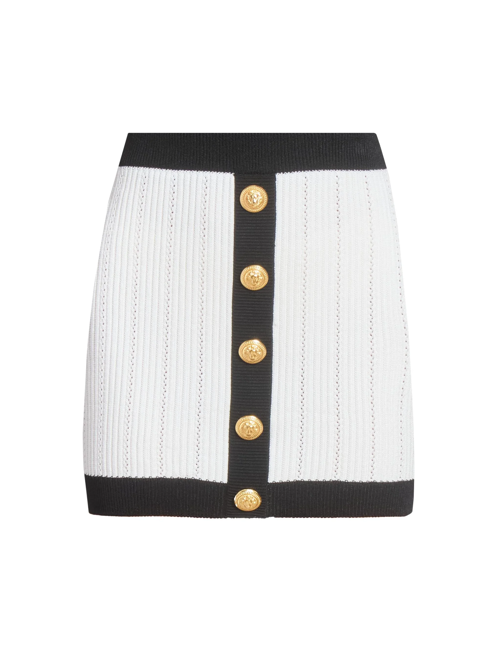 Women's Torsade Knit Miniskirt - Blanc Noir - 1