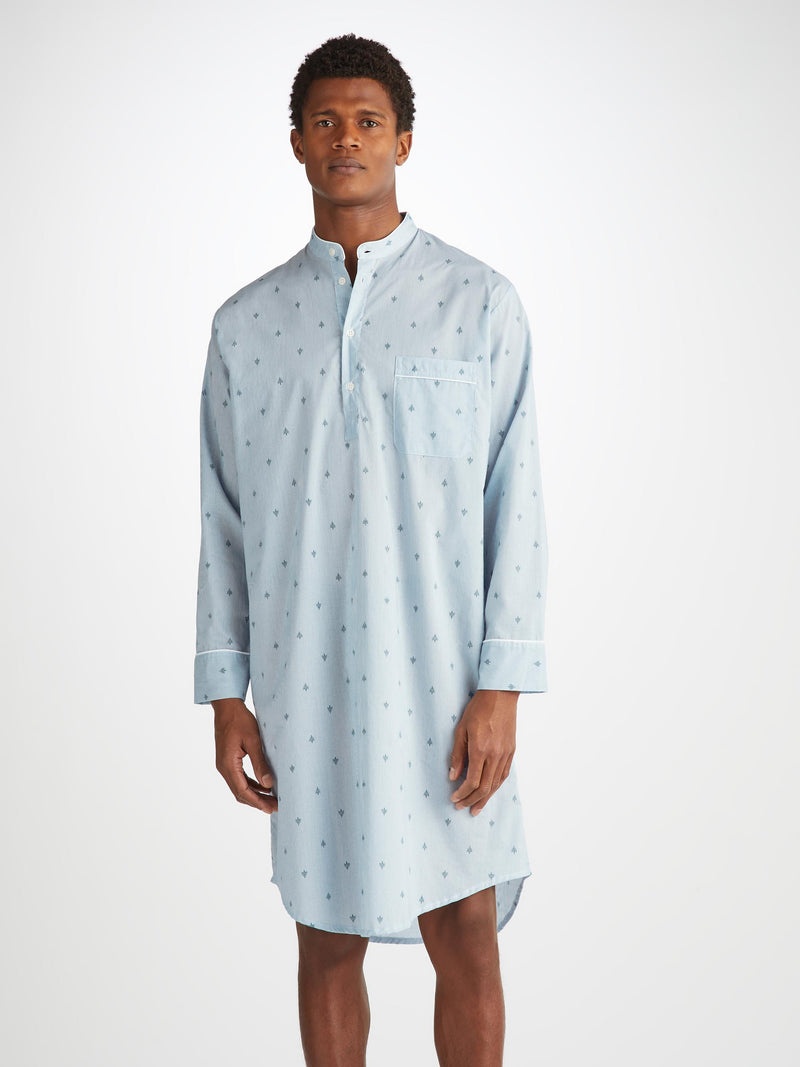 Men's Nightshirt Nelson 100 Cotton Batiste Blue - 3