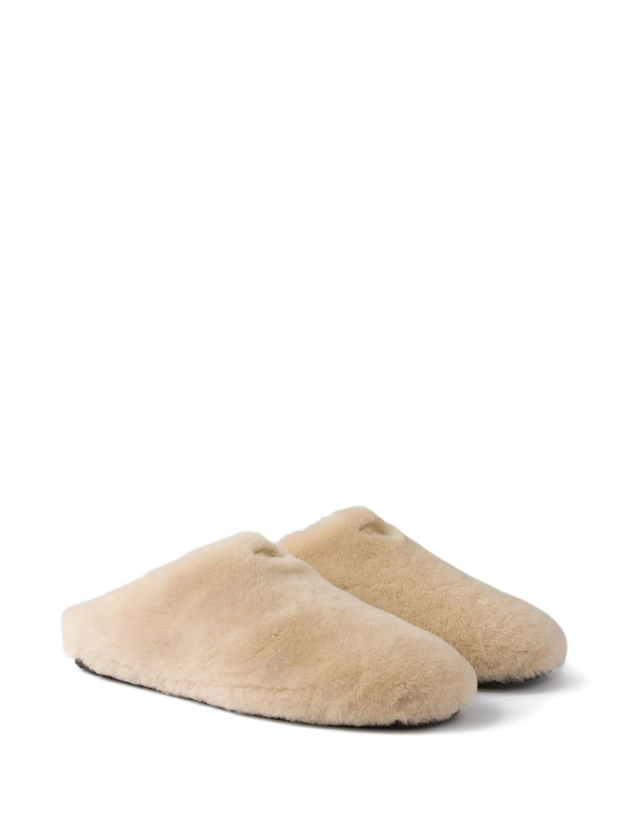 Prada Triangle-logo Shearling Mules - 2