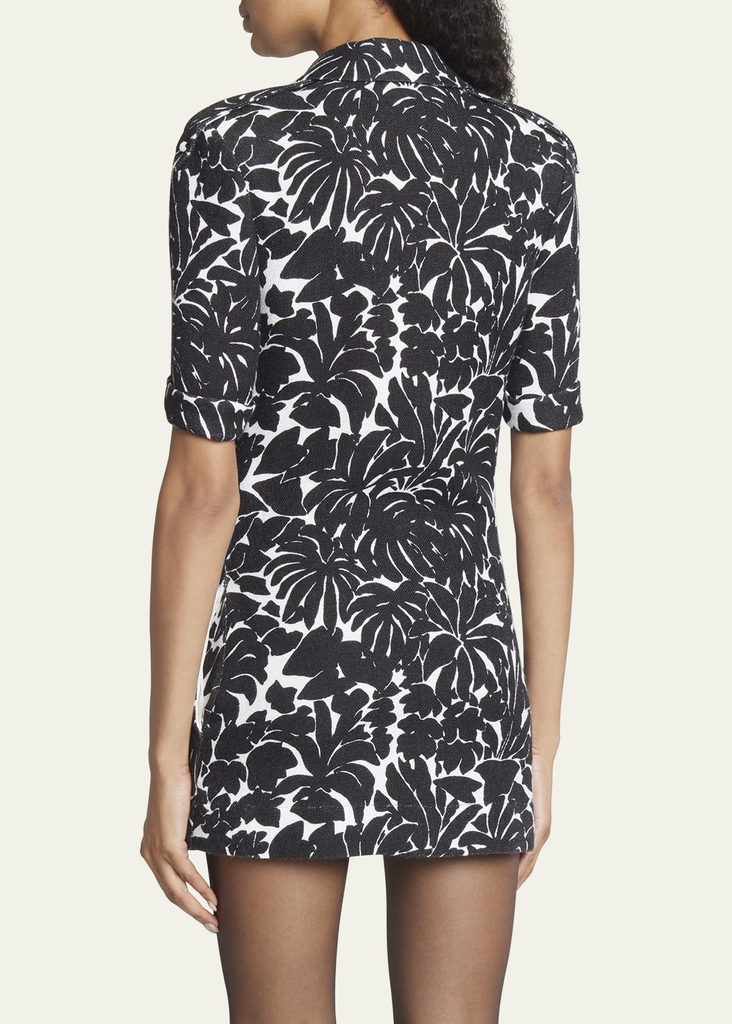 Palm Print Collared Mini Dress - 3