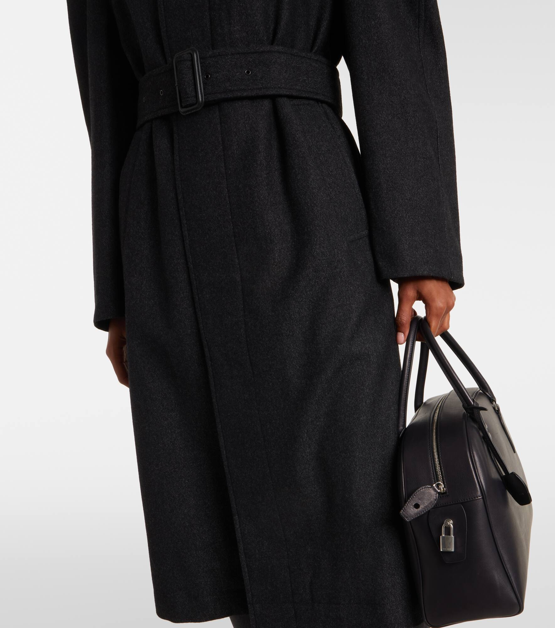 Belted wool and cotton twill coat - 6