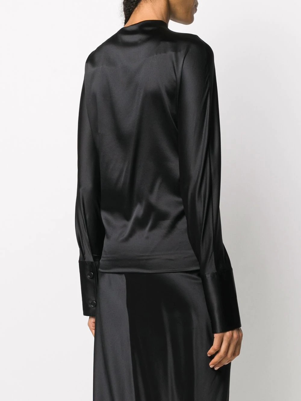 long-sleeved satin blouse - 3