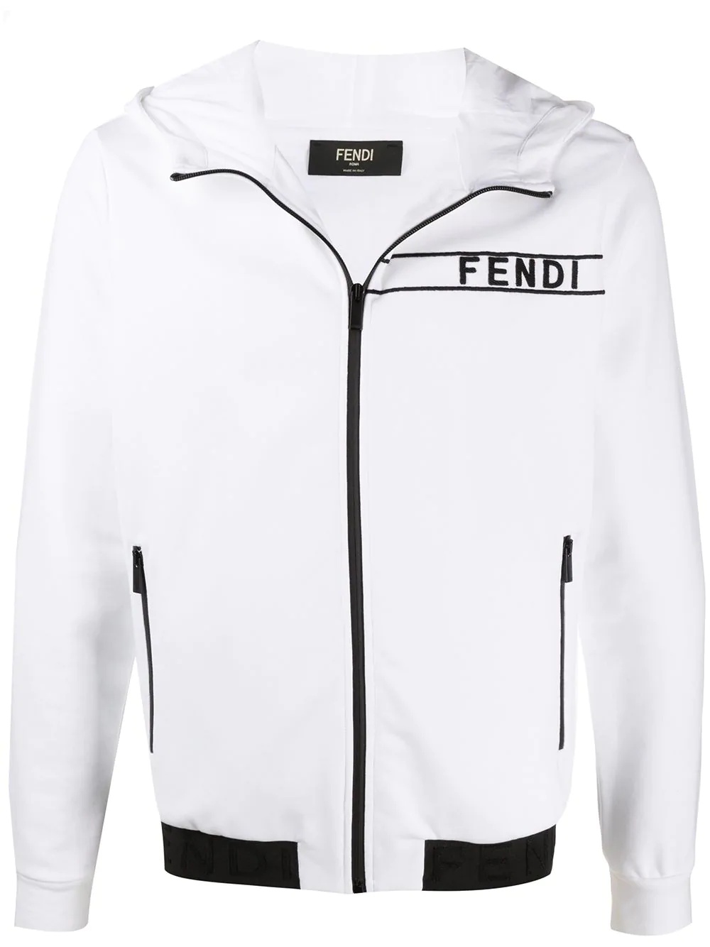 stripe embroidered logo hoodie - 1