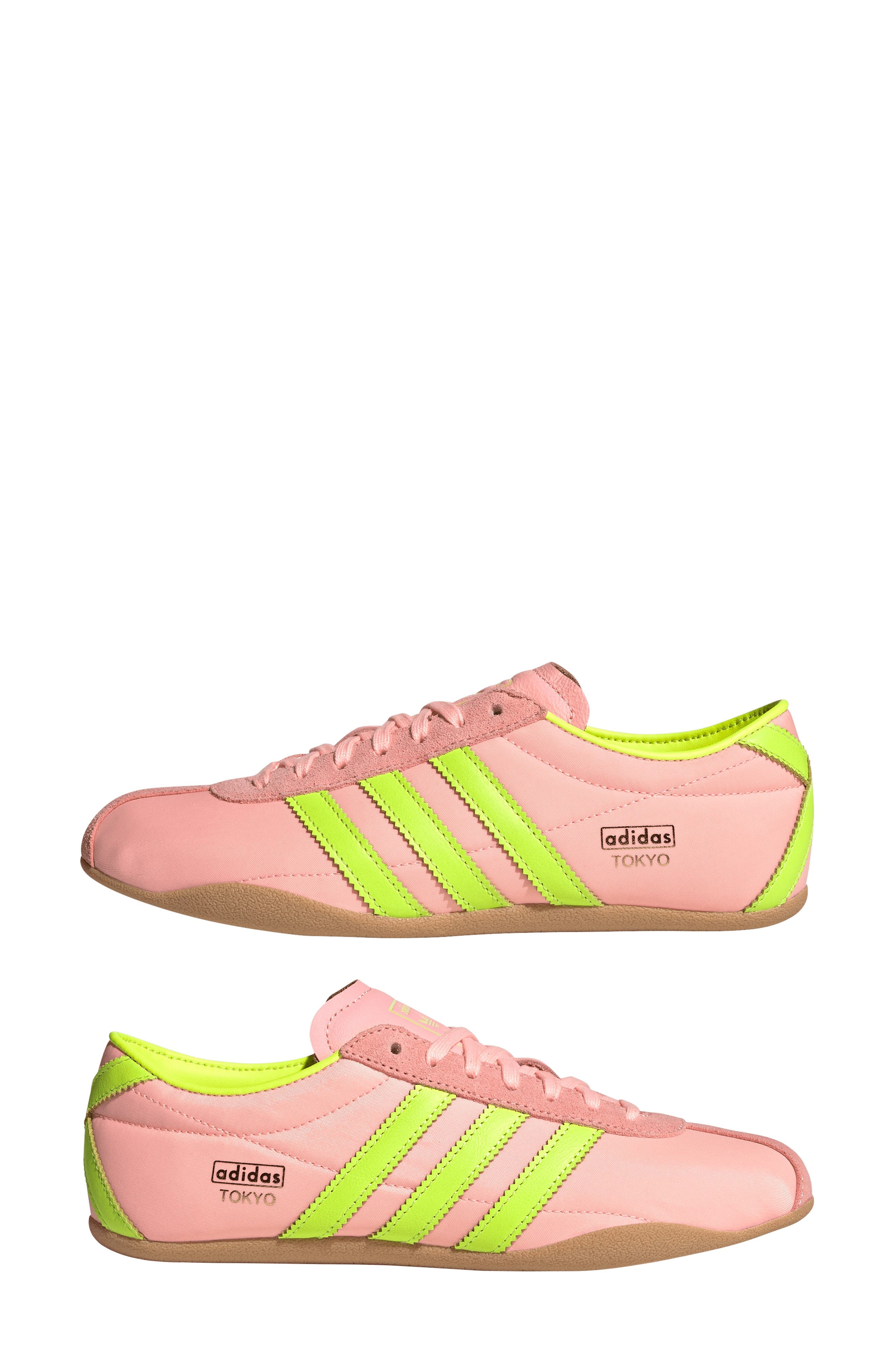 adidas Tokyo Low Top Suede Sneaker in Pink/Solar Yellow/Gum at Nordstrom - 9