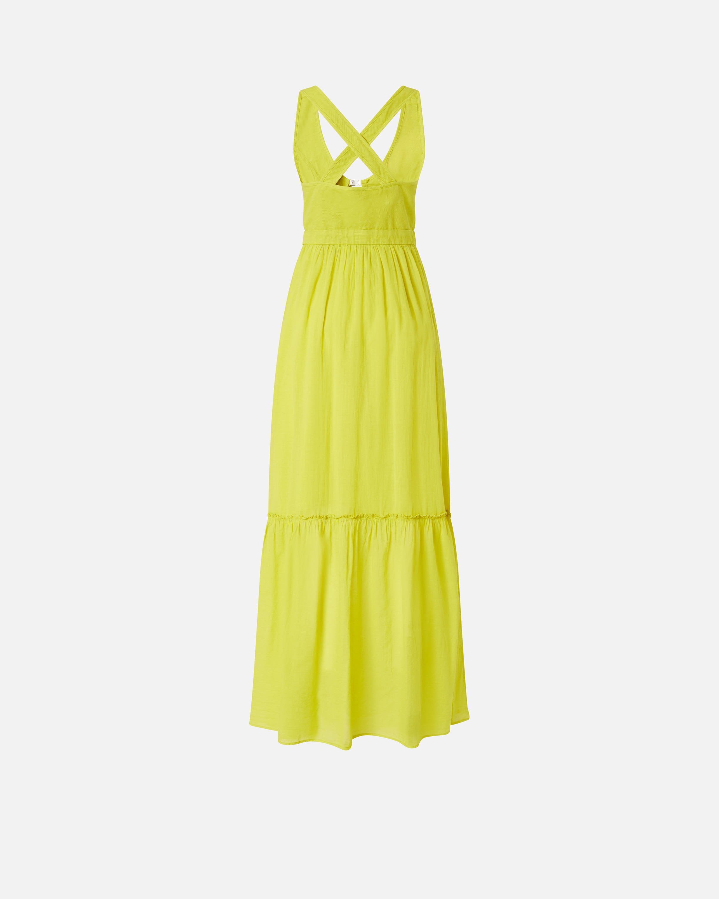 SLEEVELESS LONG COTTON DRESS WITH NECKLINE - 2