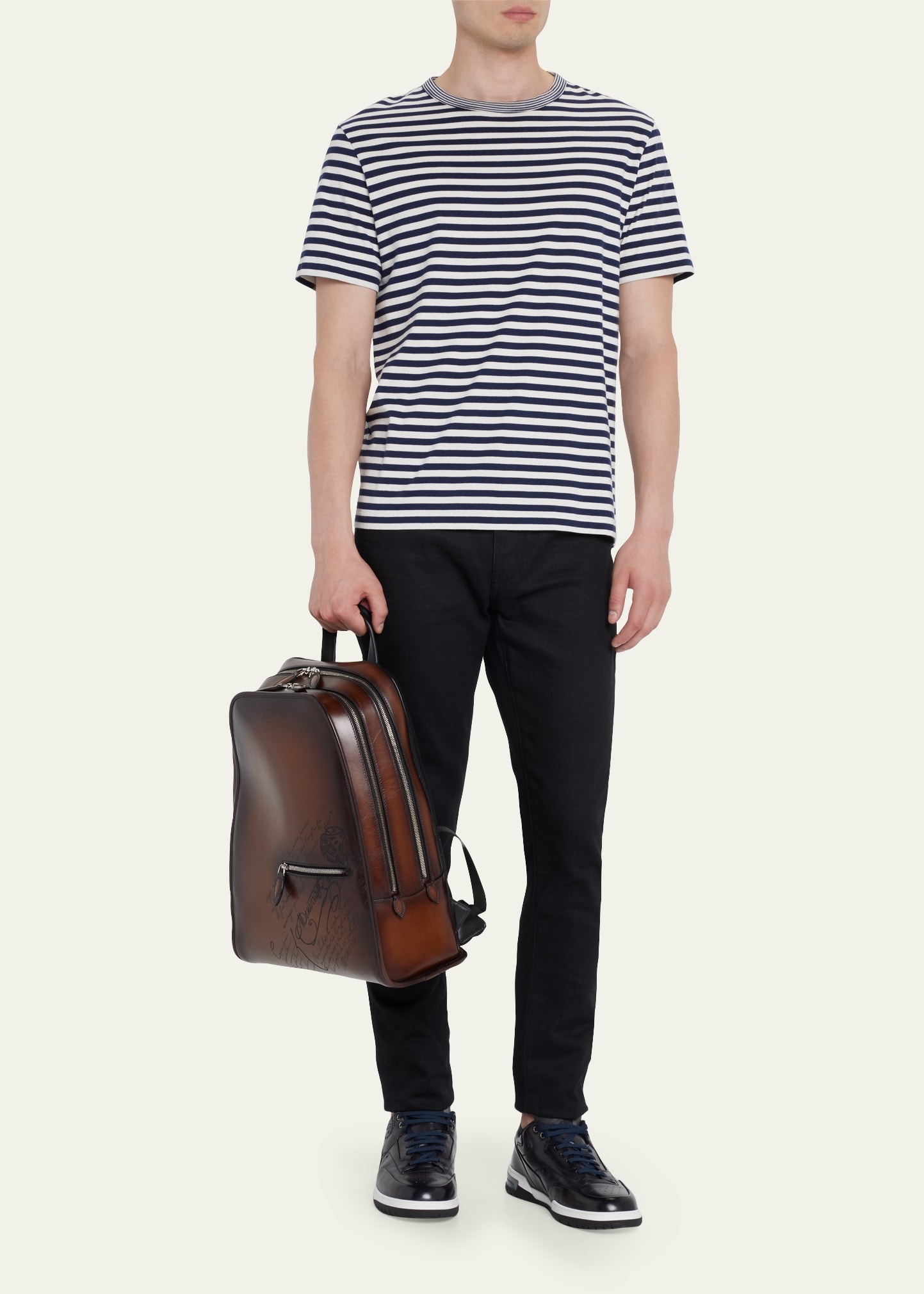 Men's Working Day Scritto Leather Backpack - 5