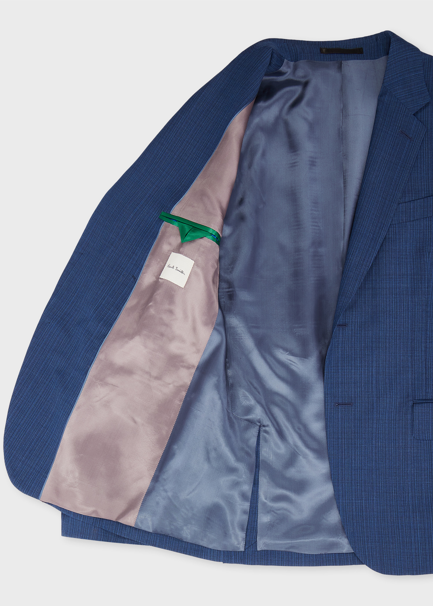 Navy Blue Check Wool Blazer - 4