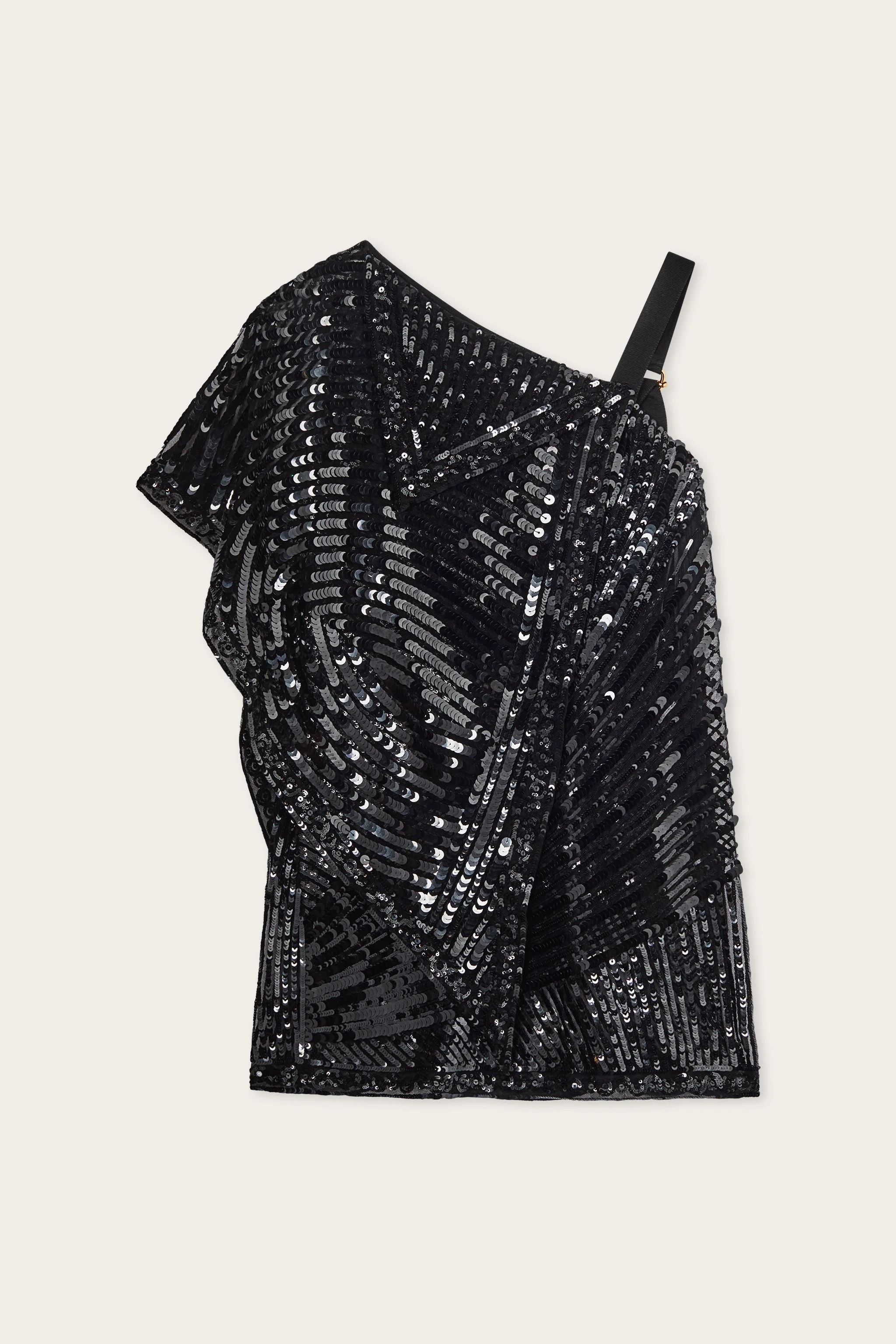 ASYMMETRICAL EMBROIDERED FOULARD DRESS - 1