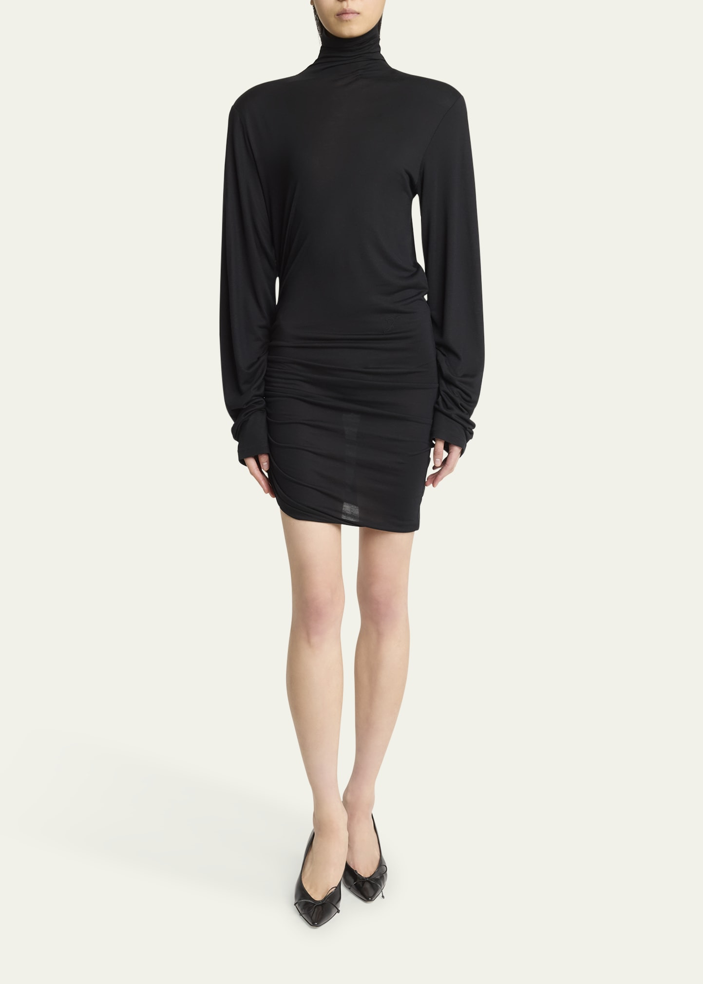 La Spallina Turtleneck Ruched Mini Dress - 2