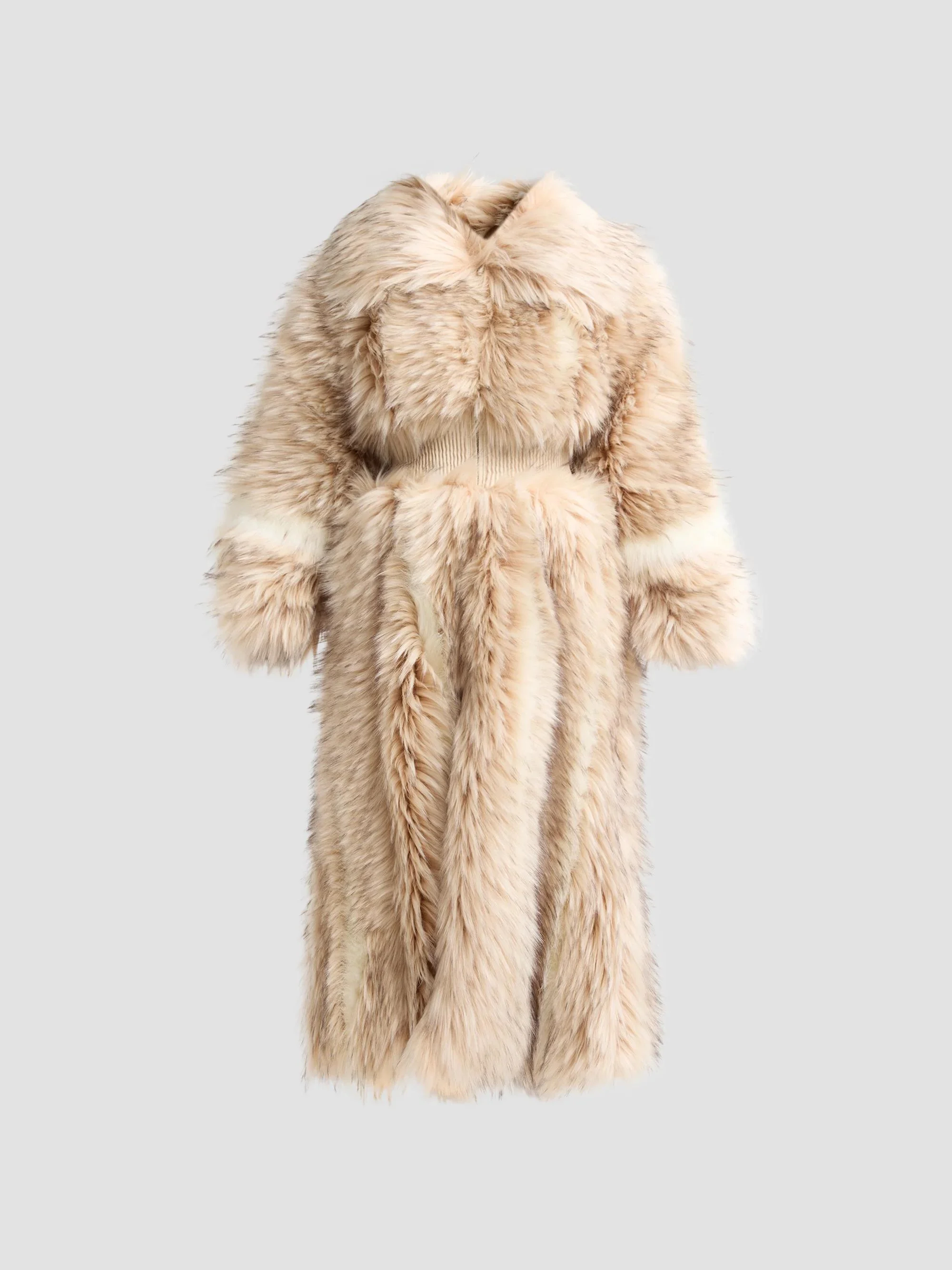 Women's Kyla Faux Fur Coat - Tan White - 1