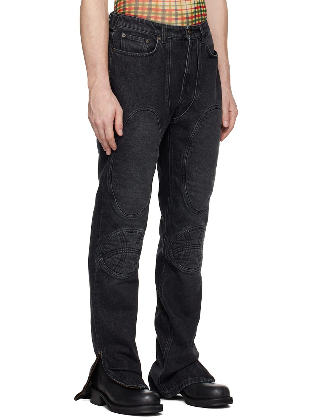 Black 'The Lace-Up Denim' Jeans - 2