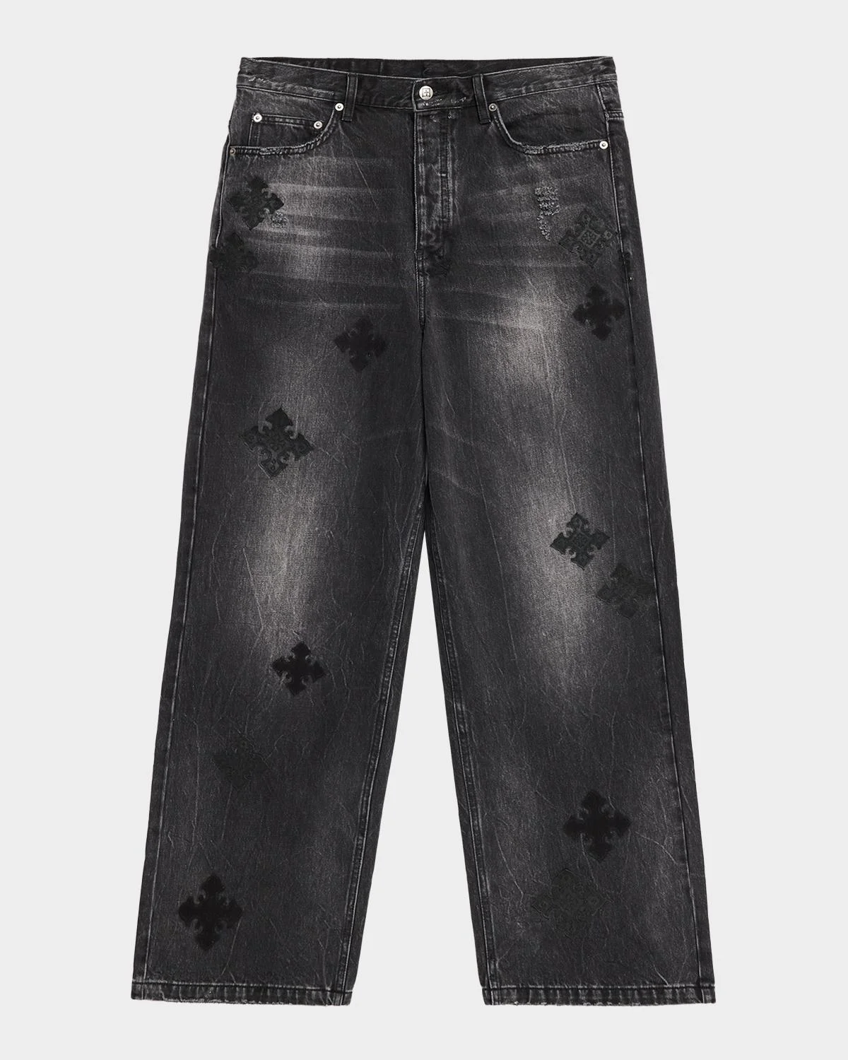 Men's D-Maxx Black Denim Straight Leg Jeans - 1