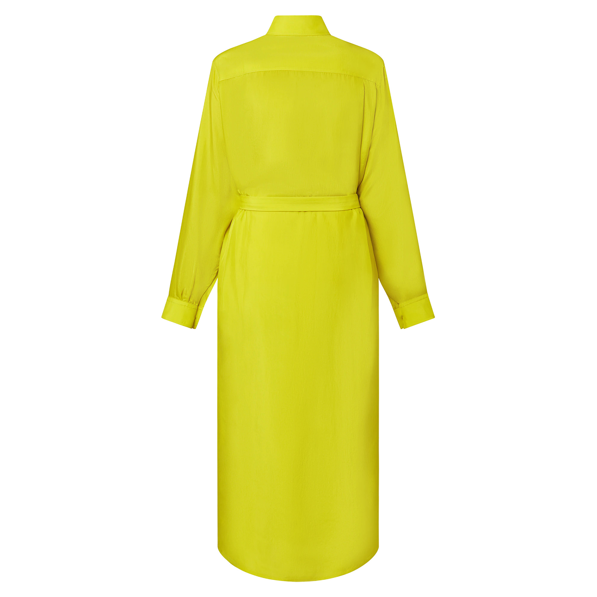 Chartreuse Silk Shirt Dress - 3