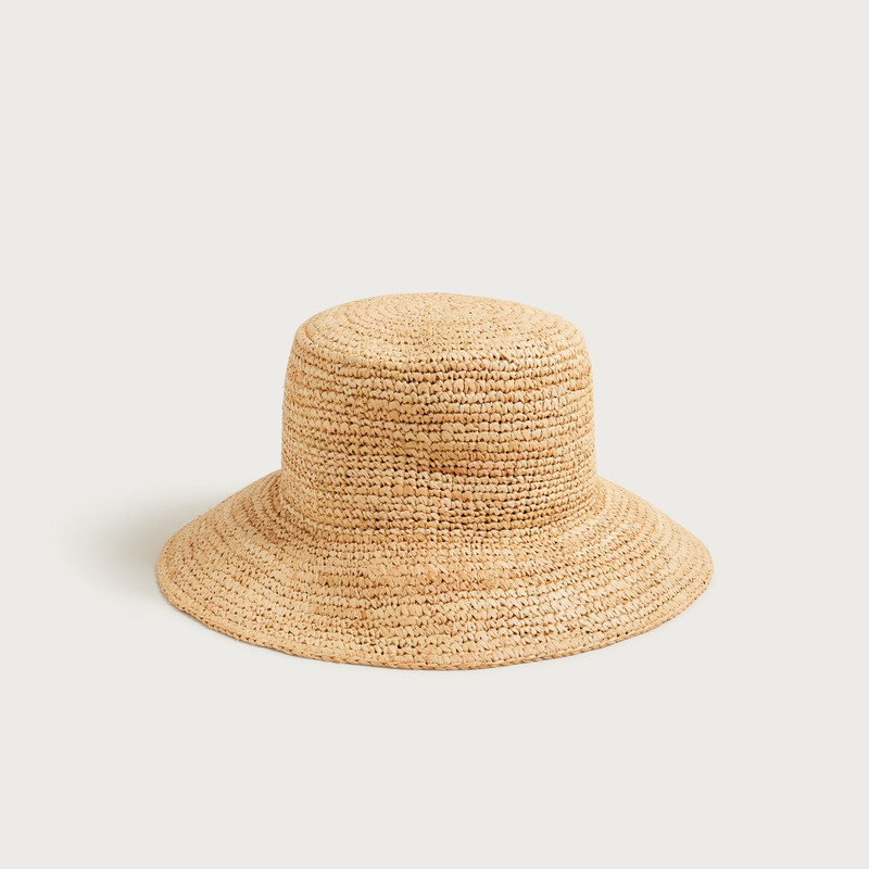 Wide-brim raffia bucket hat 1