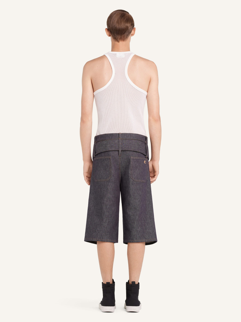 DOUBLE BELTED DENIM SHORTS 4