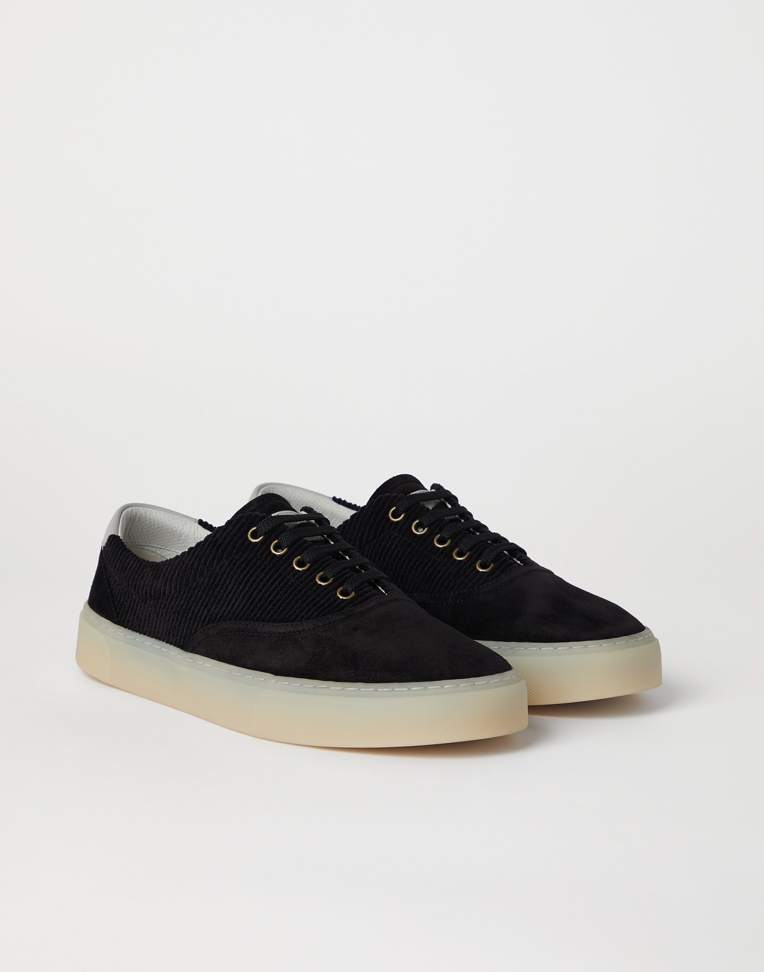 Washed suede and techno corduroy sneakers - 1