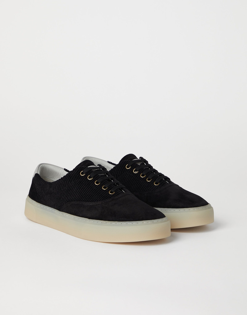 Washed suede and techno corduroy sneakers 1