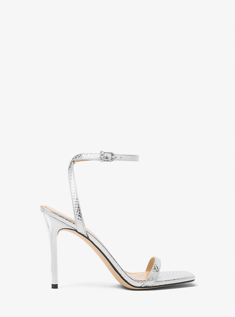 MICHAEL KORS Liana Metallic Snake Embossed Leather Sandal outlook