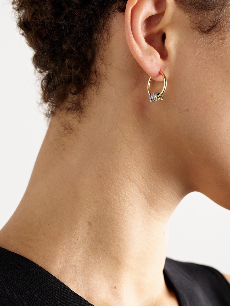 STONE AND STRAND Twinkling Twine 10-karat Gold Diamond Hoop Earrings outlook