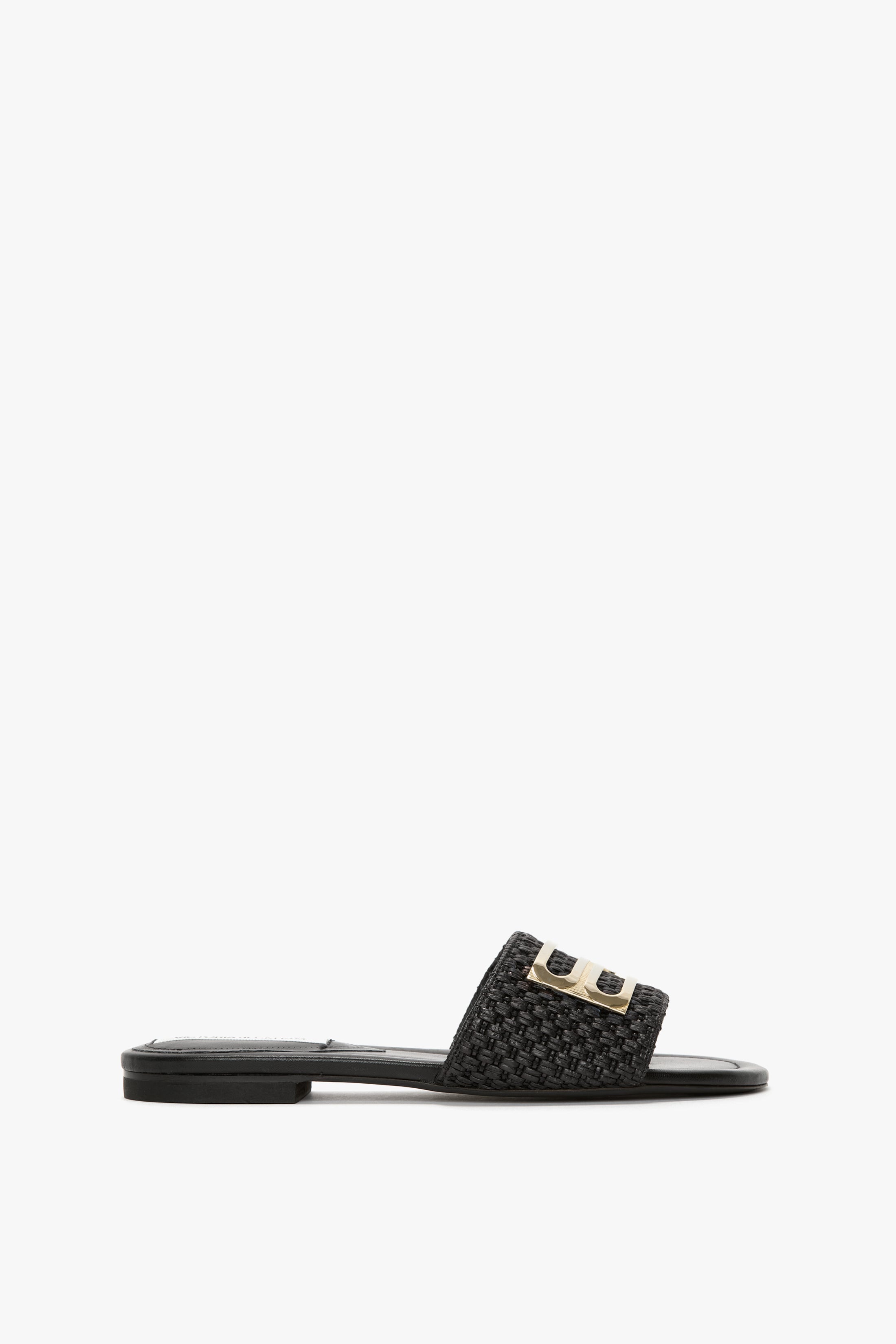 B Buckle Slide In Black Leather - 1