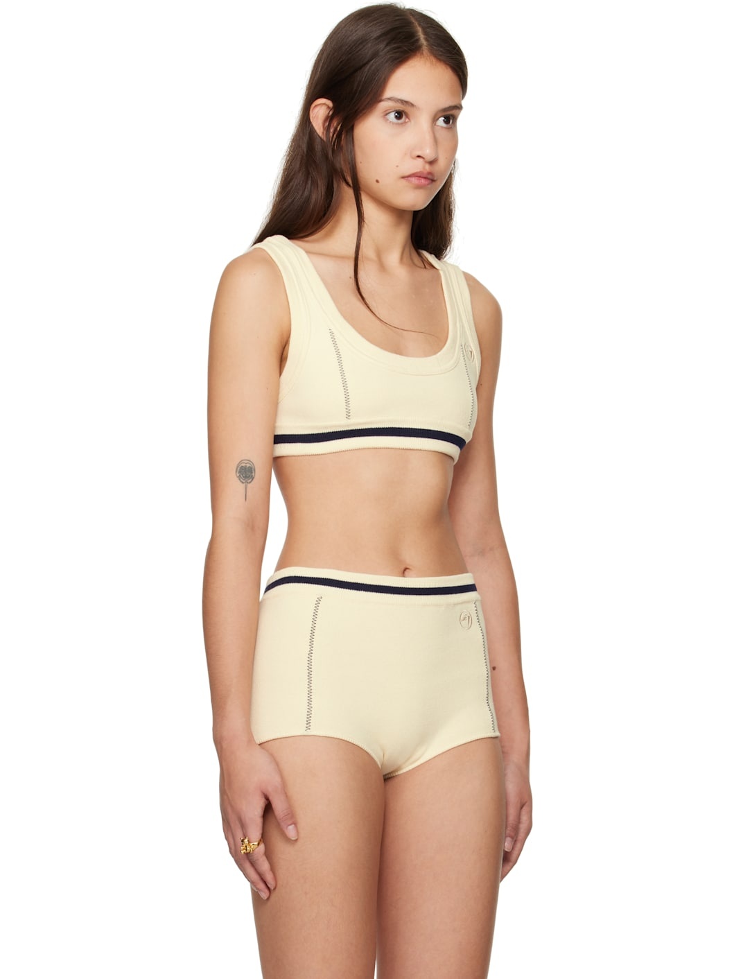Off-White Contrast Stitch Bra Top - 2