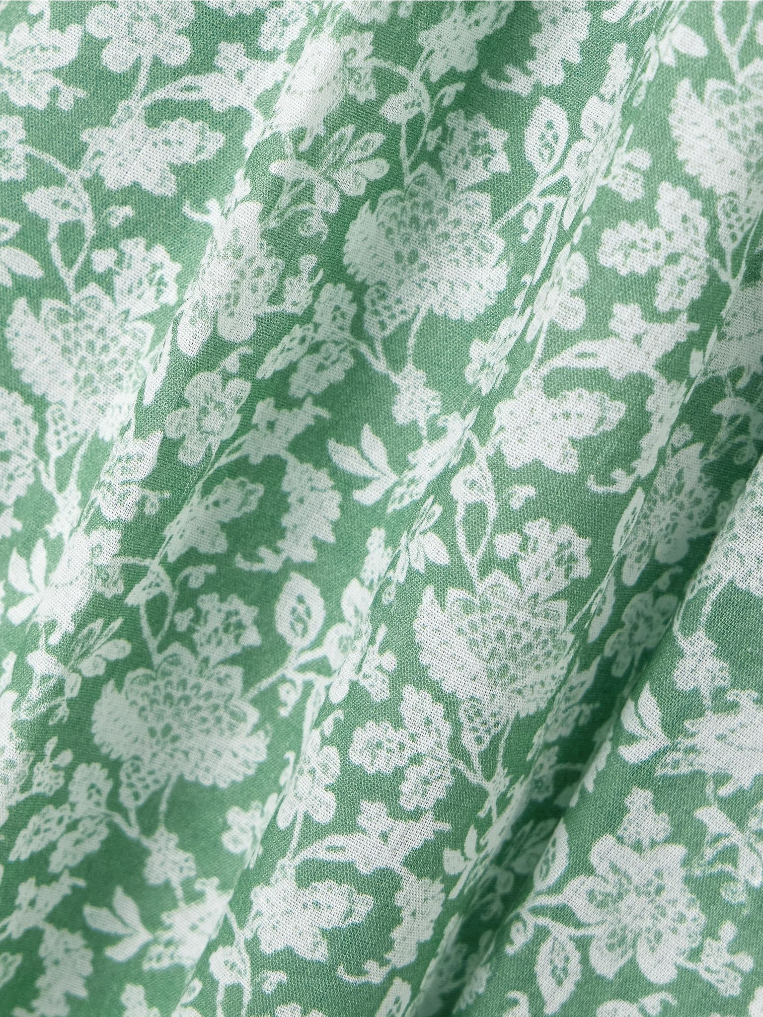 Emmaretta tie-detailed shirred floral-print organic cotton-voile midi dress Green - 4