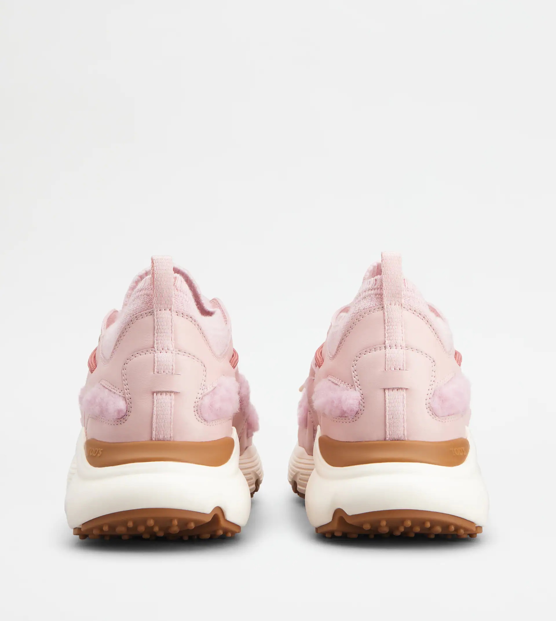 SNEAKERS IN LEATHER AND WOOL - PINK - 2