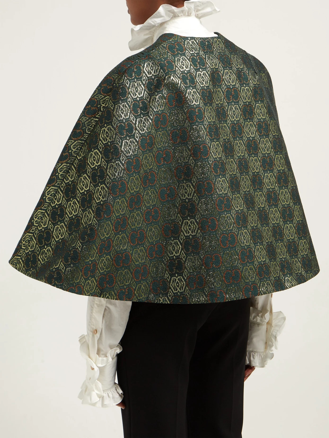 GG-logo metallic-brocade cape - 3