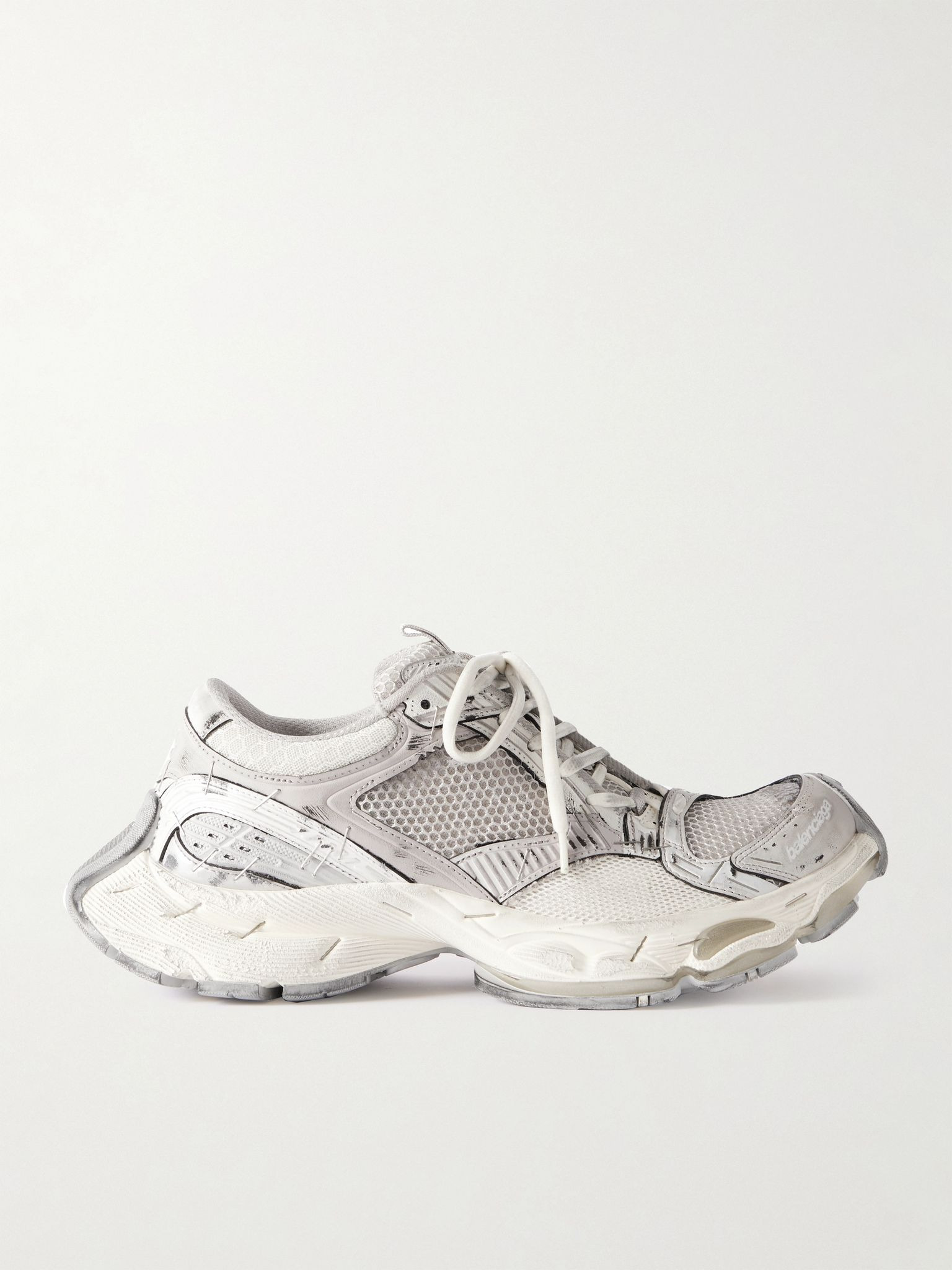 Stapler Distressed Mesh and Rubber Sneakers Gray - 1