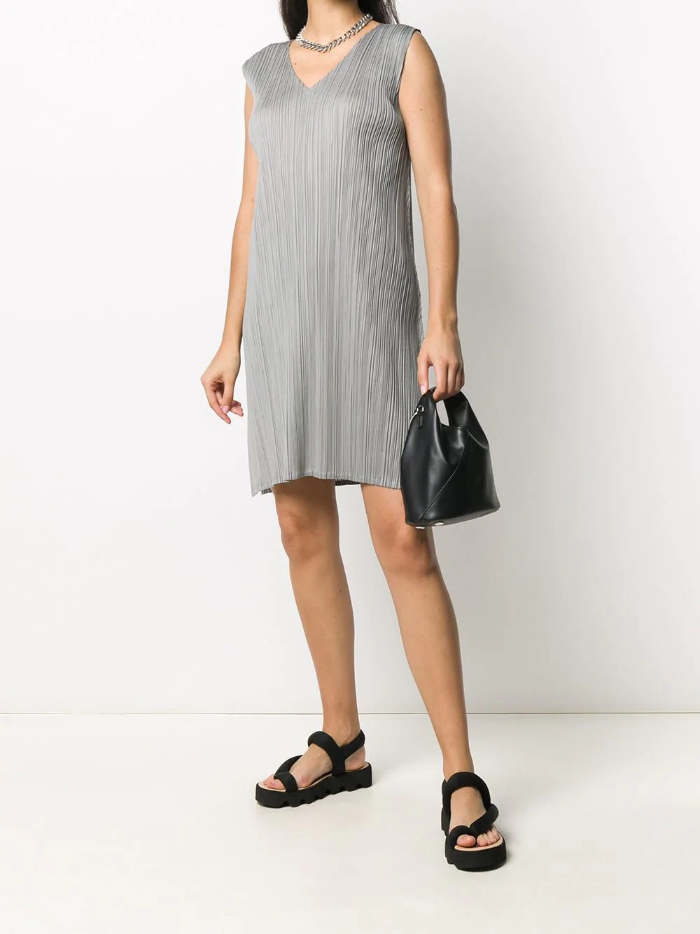 micro-pleated midi dress - 2