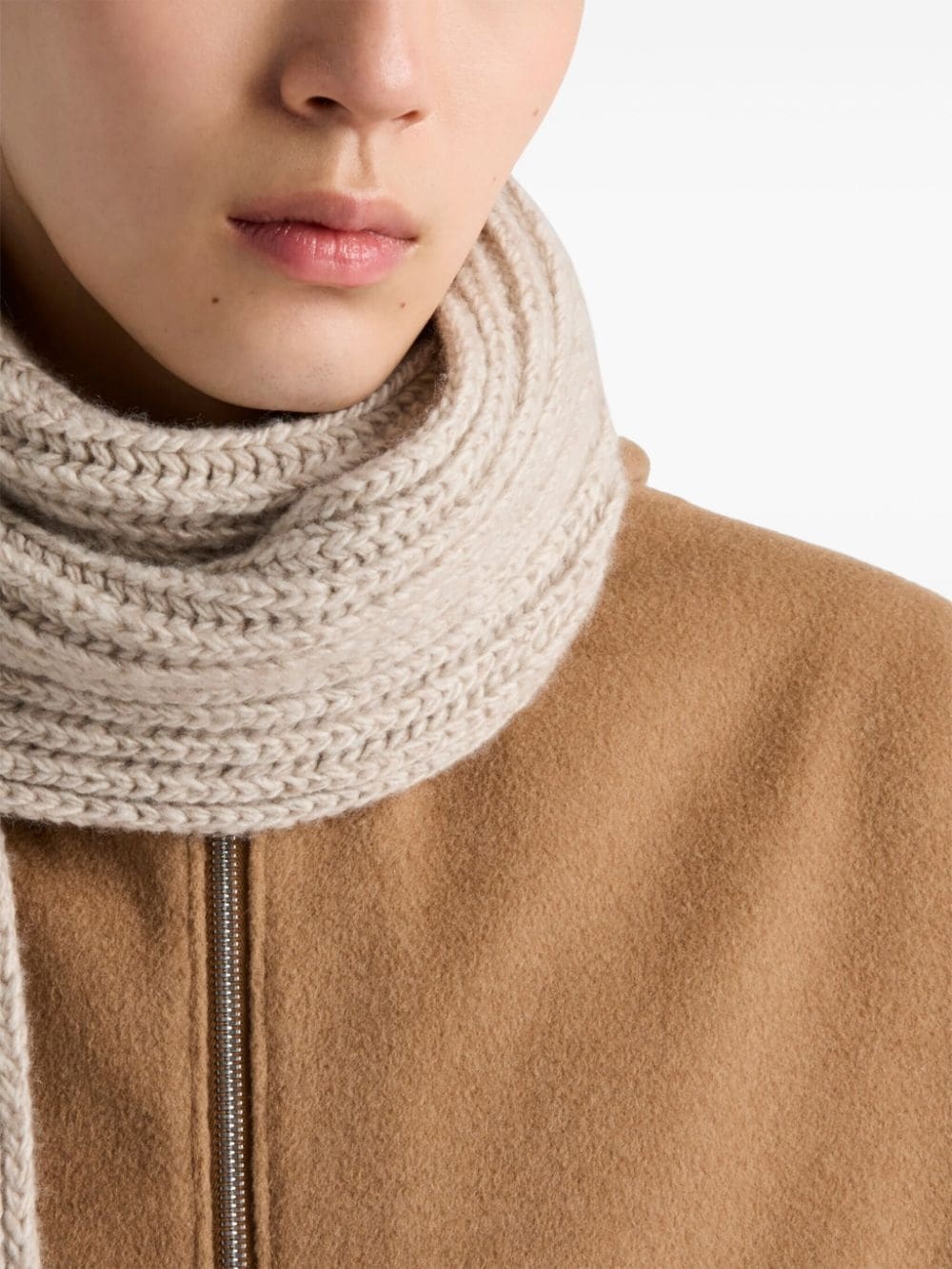 camel-hair hoodie jacket - 4