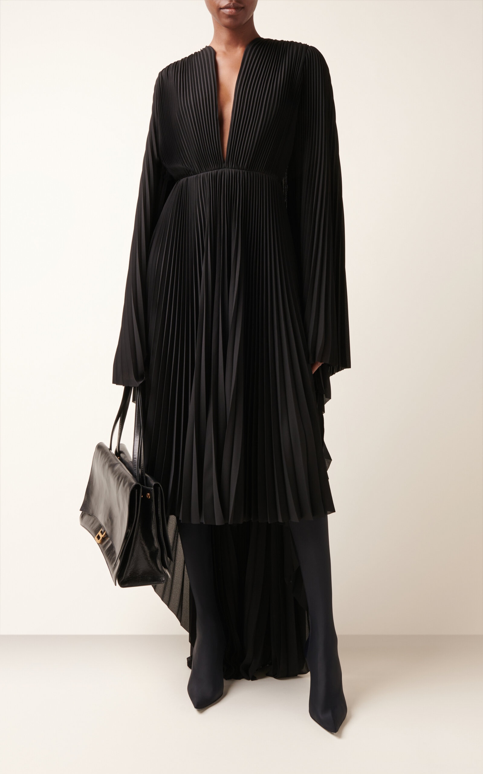 Pleated Tech-Crepe Dress black - 3