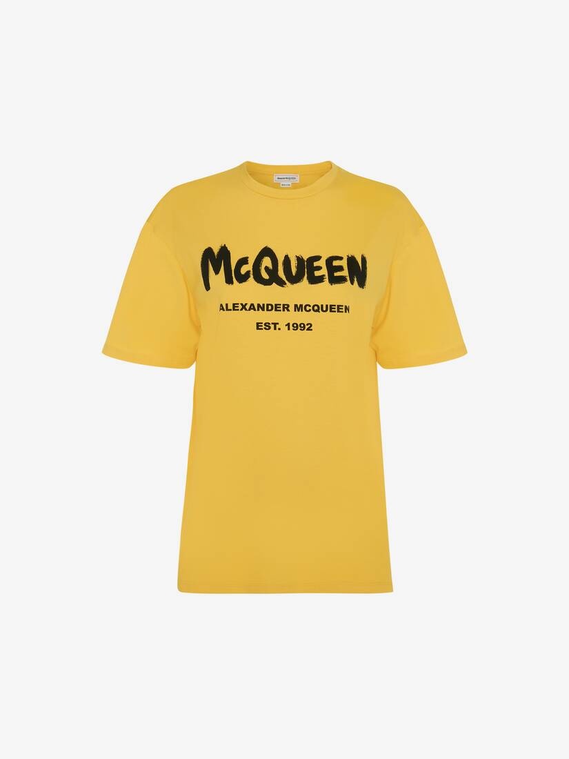 Women's McQueen Graffiti T-shirt in Pop Yellow/black - 1