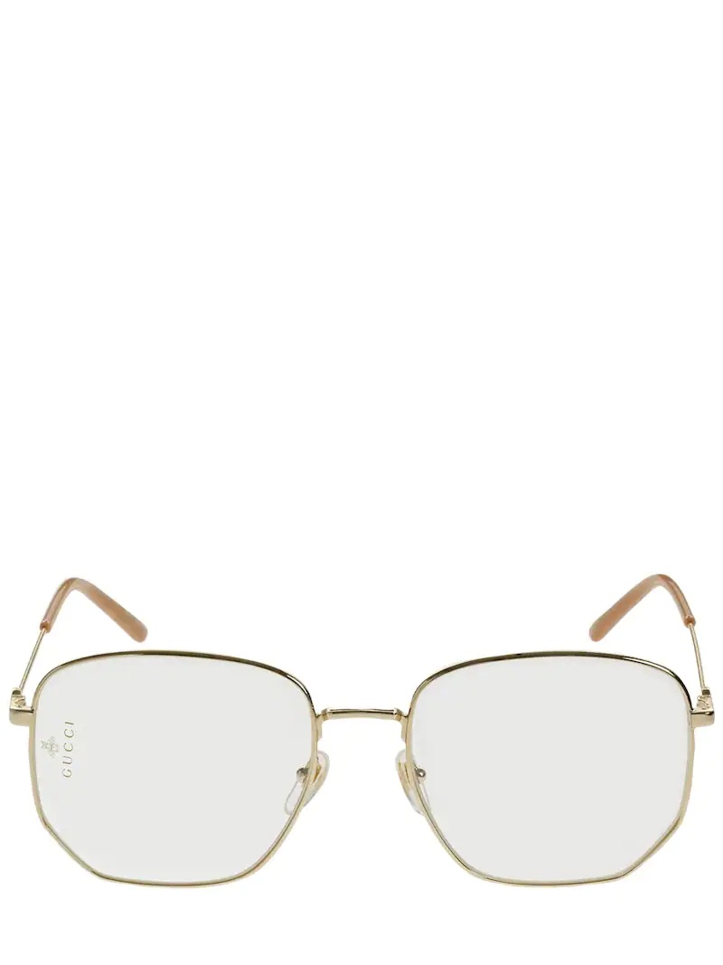GUCCI GG0396S SQUARED METAL EYEGLASSES | luisaviaroma