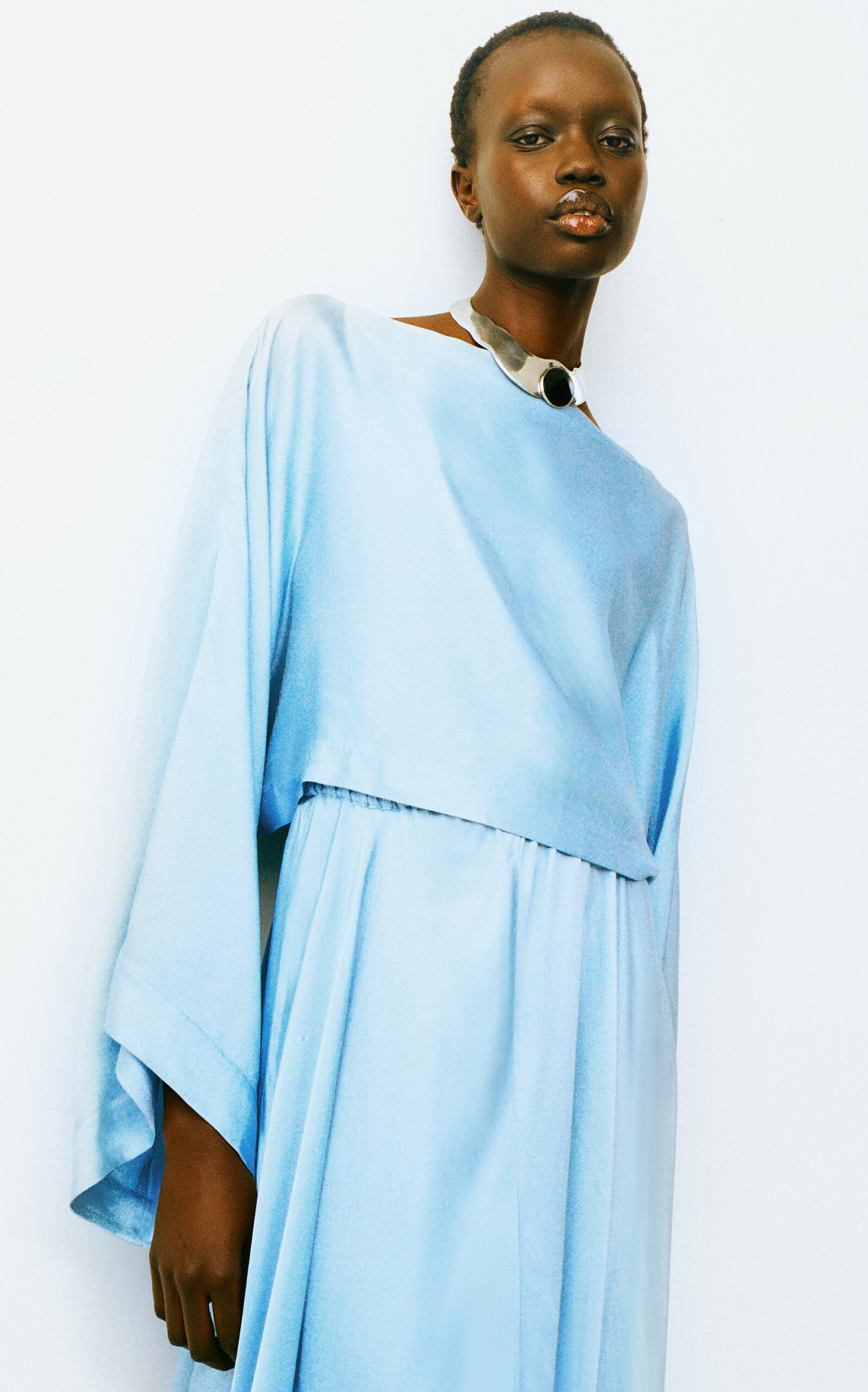 Como Twill-Satin Kimono Top blue - 2