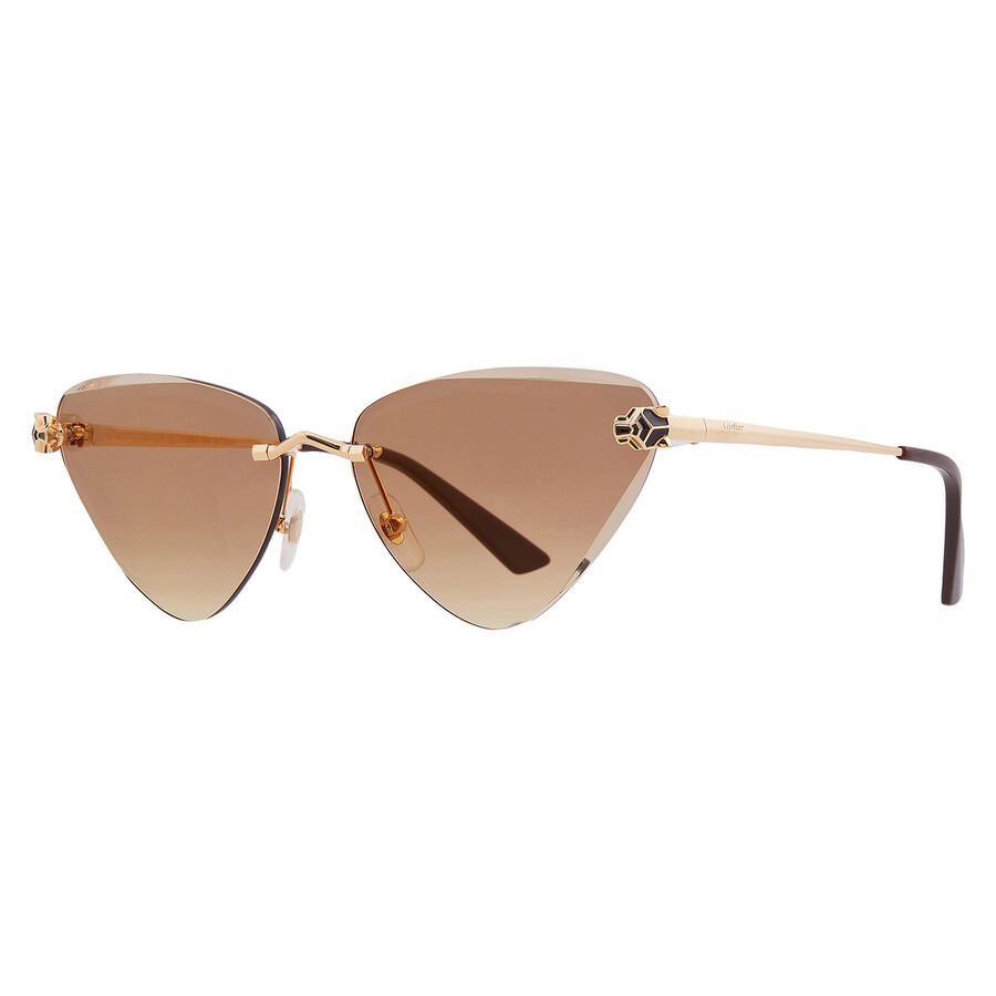Cartier Panthere de Cartier Brown Gradient Gold Flash Cat Eye Ladies Sunglasses CT0399S 003 62 - 2